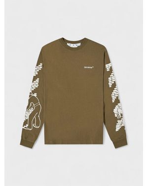 Off-White c/o Virgil Abloh Bricks Arrow Long Sleeve T Shirt Army - Green