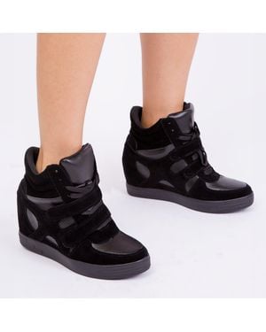 Where's That From 'Hitop' Suede Wedge Trainers - Black