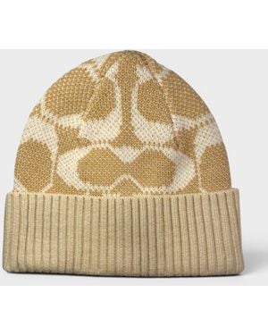 COACH Signature Jumbo Beanie Camel - Metallic