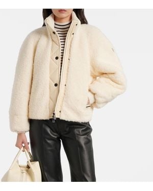 Moncler Ayles Teddy & Wool Short Down Jacket - Natural