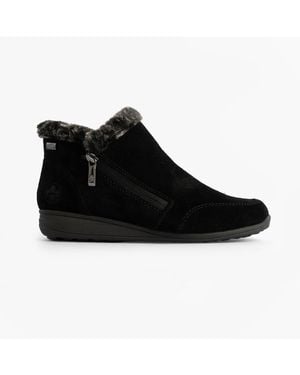 Rieker 47256-00 Flat Ankle Boots - Black