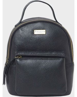 Assots London 'betty' Black Zip Top Mini Pebble Grain Leather Backpack