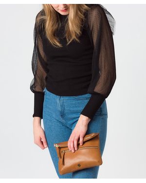 Conkca 'Flare' Dark Tan Leather Clutch Bag - Brown