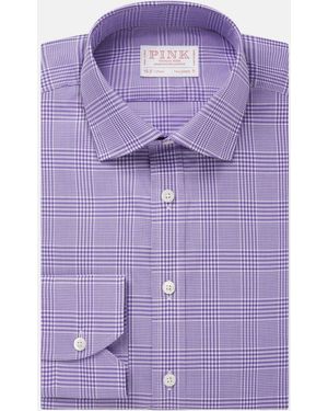 Thomas Pink Tailored Fit Formal Pow Check Shirt - Purple