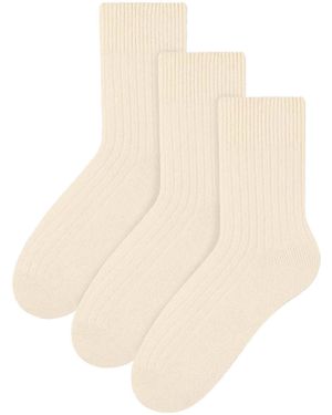 Steve Madden Ecru 3 Pack Ladies Original Wool Dress Socks - Natural