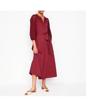 Boden Eden Broderie Jersey Midi Dress - Red