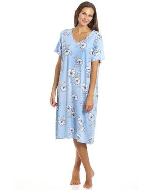 CAMILLE Spandex Short Sleeve Nightdress - Blue