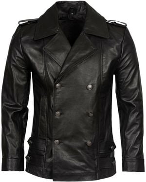 Infinity Leather Leather Cowhide Overcoat-Enfield - Black