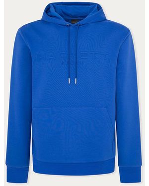 Hackett Embossed Cotton Blend Hoodie - Blue