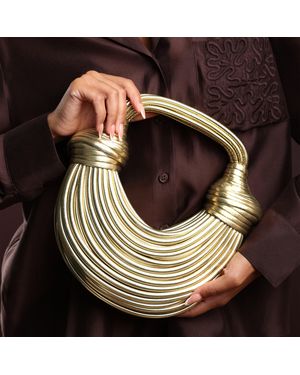 Where's That From 'Blossom' Curved Metallic Shoulder Bag - Brown
