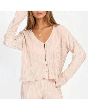 Little Mistress Champagne Plisse Top - Natural