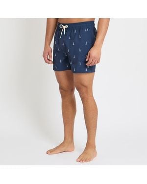 Crew Salcombe Print Swim Shorts - Blue