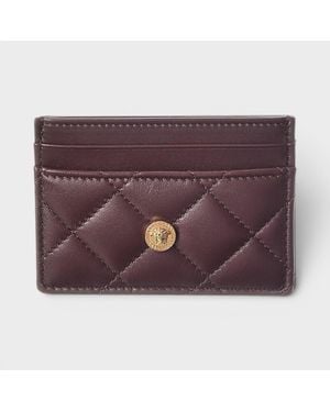 Versace Logo Quilted Card Holder Aubergine - Purple