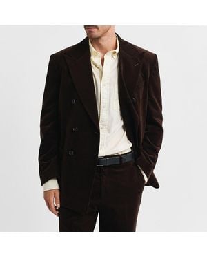 GANT Double Breasted Velvet Suit Jacket - Black