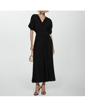Mango Drop Shoulder A-Line Dress - Black