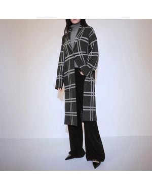 Mango Check Knitted Coat - Black