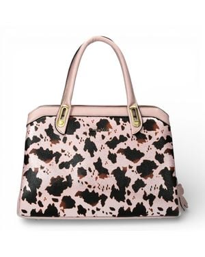 Laura Vita Aramis-08 Rose Floral Print Adjustable Straps Shoulder Tote Handbag Textile - Pink