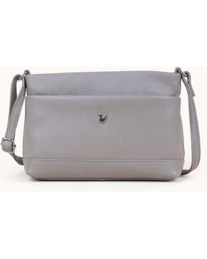 Assots London Sandra' Pebble Grain Real Leather Crossbody Bag - Grey