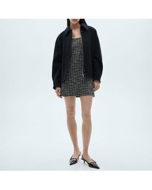 Mango Check Tweed Mini Dress - Black