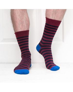 Jemsox Breton Stripe Comfort Top Cotton Socks - Purple