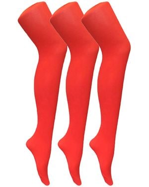 Sock Snob Fire 3 Pair Ladies Coloured Opaque 80 Denier Plain Block Colour Tights