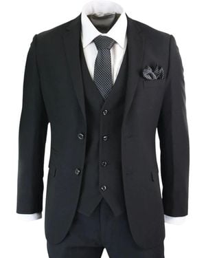 Paul Andrew 3 Piece Plain Classic Retro Suit - Black