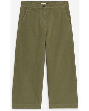 ARKET Linen Blend Cropped Chinos - Green