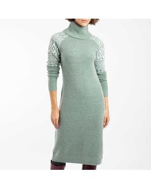 Weird Fish Ezzie Fair Isle Roll Neck Knitted Dress - Green