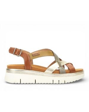 Pikolinos Leather Extra-Light Summer Wedge Sandals - Metallic