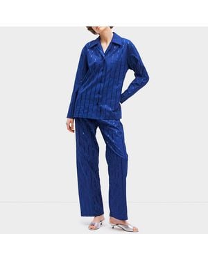 Sleeper Milky Way Sequined Cotton Pyjama Set - Blue