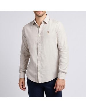 U.S. POLO ASSN. U. Polo Assn. Brushed Dobby Ls Shirt - Grey