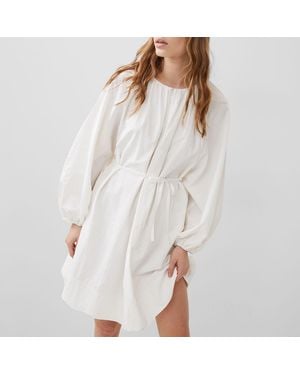 French Connection Round Neck Shirt Mini Dress - White