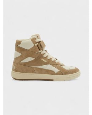Palm Angels High Top University Leather Suede Trainers Calf Suede - Natural
