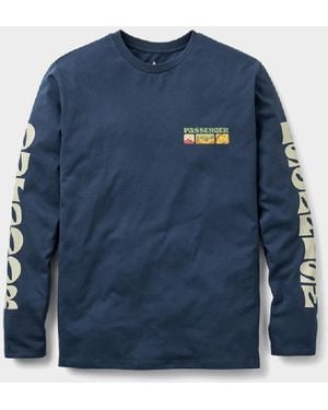 Passenger Patches Long Sleeve Cotton Top - Blue