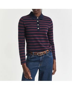 GANT And Breton Striped Polo Jumper - Blue