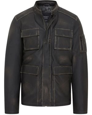 Infinity Leather Vintage Lamb Leather Safari Parka Jacket Coat - Black