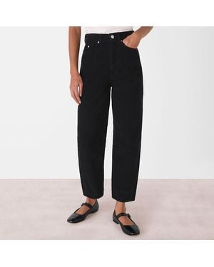 Whistles High Waist Cord Barrel Jeans - Black