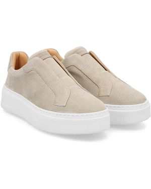 Russell & Bromley Tan Textured Park Mid Trainer - Natural