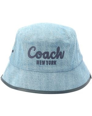 COACH Embroidered Denim Bucket Hat - Blue