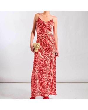 Needs No Label Animal Cowl Neck Maxi Slip Dress - Red