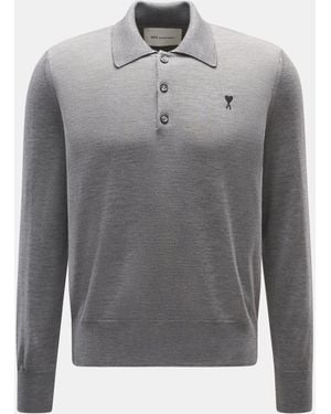 Ami Paris Merino Strickpolo Meliert - Grau