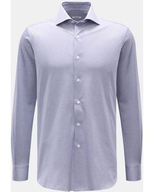 Fray Piqué-Hemd Haifisch-Kragen 'Lione Cucitura' Meliert - Lila