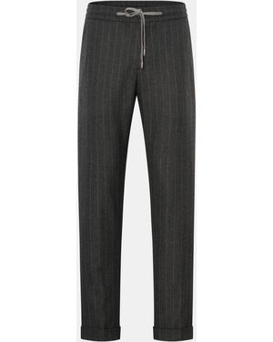 Marco Pescarolo Cashmere Jogpants 'Caracciolo' Gestreift - Schwarz