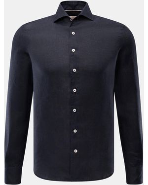 Aurélien Leinenhemd Haifisch-Kragen - Blau