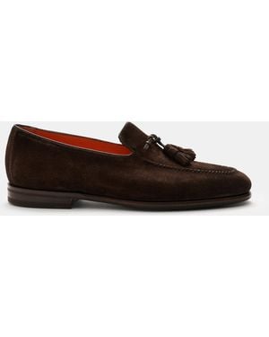 Santoni Veloursleder Tassel-Loafer 'Carter' - Weiß