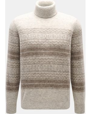 Brunello Cucinelli Rollkragenpullover Meliert/Taupe Gemustert - Weiß