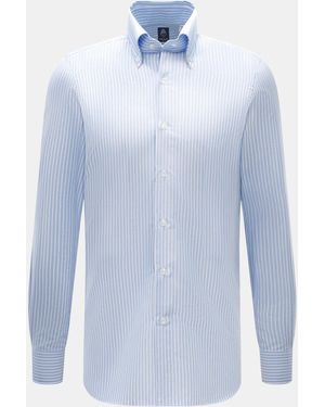 Finamore 1925 Oxfordhemd 'Lucio Napoli' Button-Down-Kragen/Weiß Gestreift - Blau