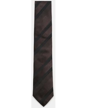 Brunello Cucinelli Seidenkrawatte/Schwarz Gestreift - Weiß