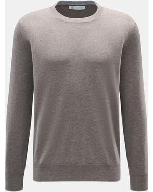 Brunello Cucinelli Cashmere Rundhalspullover Meliert - Grau
