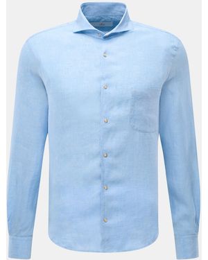 ACE DENIM Leinenhemd Haifisch-Kragen - Blau